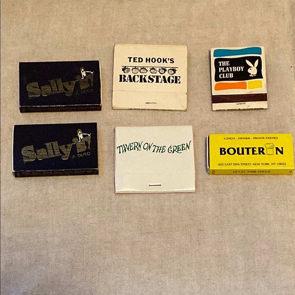 Assorted vintage New York matchbooks. Circa 1980s.